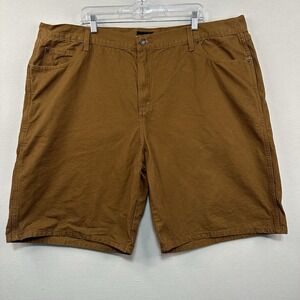 Die Hard Men's Shorts 100% Cotton Brown Sz 46 Work Chino Style Flat Front‎